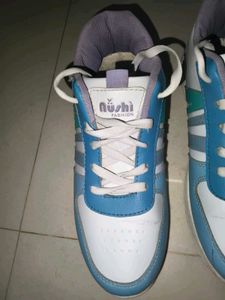 Stylish White &amp; Blue Sneakers