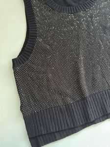 Sparkly Black Knit Vest Top