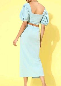 Light Blue Crop Top &amp; Skirt Set