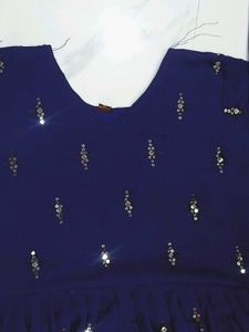 Elegant Navy Blue Embellished Dress