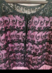 Chic Pink &amp; Black Lace kurta