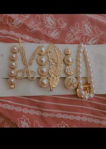 Pearl &amp; Rhinestone Hair Clip Set 6