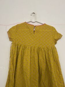Yellow Printed Cotton Kurta