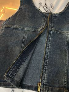 Denim Zip-Up Vest Top