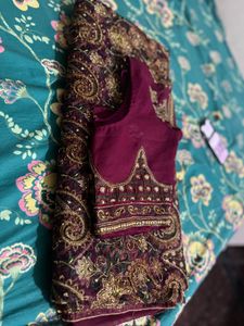 zardosi Embroidered magenta bridal saree