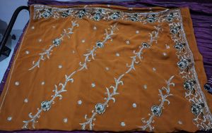 Elegant Mustard Embroidered Saree