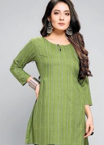 Green Striped Kurta for Women