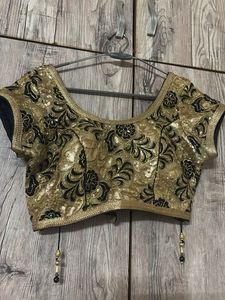 Elegant Gold & Black Embroidered Blouse