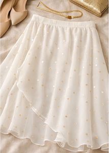 Elegant White Sequined Ethnic Skirt
