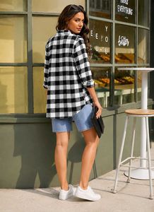 Women's Black &amp; White Checkered Cotton Blend Full