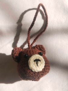 Handmade Crochet Bear Keychain Charm