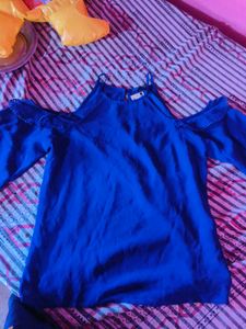 Stylish Blue Cold Shoulder Top