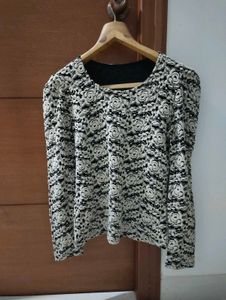 Korean Elegant Black & White Floral Lace Top🖤