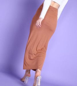 Ribbed Maxi Skirt with Slit
