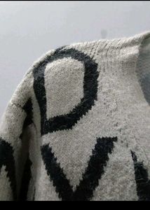 Gray Letter Print Cropped Cardigan