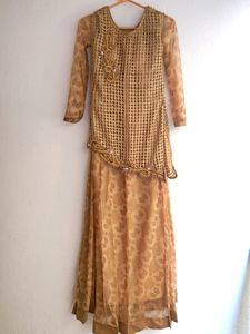 Gold Ethnic Full Length Gown, XS to S, Wore Once