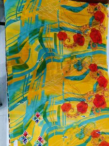 🇳🇿💫🎀Vibrant Yellow Floral Print Saree