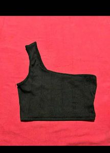 Black One-Shoulder Crop Top