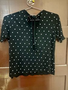 Bossini Black pola dot top