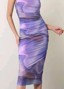 Purple Abstract Print Bodycon Dress
