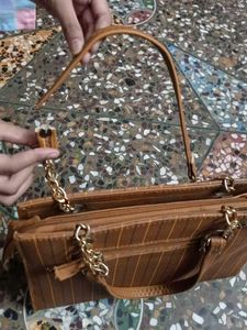 Stylish Brown Striped Shoulder Bag