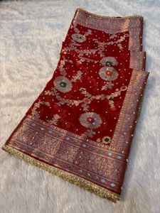 Stunning Red Embellished Saree