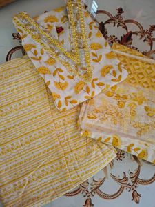 Yellow Printed Kurta Set
