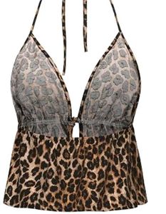 y2k Leopard Print Peplum Top