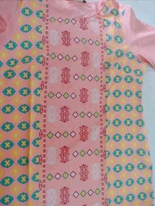Peach Printed Kurti And Pant Set