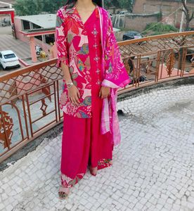 Pink Floral Kurta Set