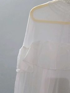 Elegant White Ruffled Sheer Blouse
