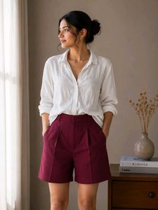 Maroon Pleated Culottes