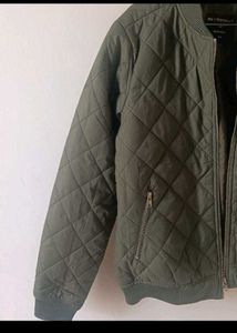 Olive Quilted Bomber Jacket