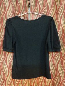 Chic Black Puff Sleeve Square Neck Top