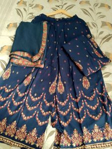 Anouk Blue Embroidered Kurta Set with Dupatta