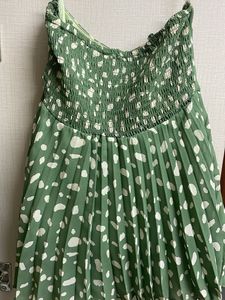 Green Pleated strapless Top