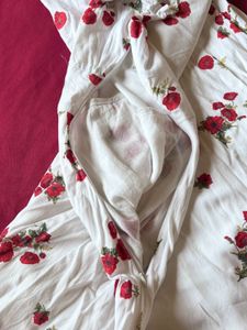 White Floral Printed Flare Mini Dress