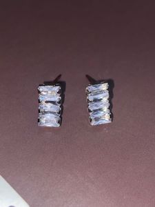 Elegant Silver Stud Earrings With Stones