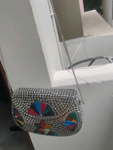 Embellished Clutch Bag with Ethnic Design