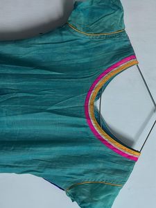 Teal &amp; Pink Embroidered Anarkali Set