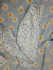 Floral Print Crop Top with Cut-out Details