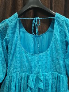 Sky Blue Attractive  Chikenkari Kurta Set