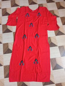 Elegant Red Embroidered Kurta