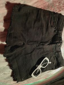 Black Denim Shorts