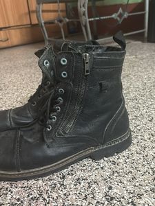 Men's Black Leather Lace-Up Boots