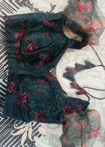 Floral Print Organza Lehenga Choli Set