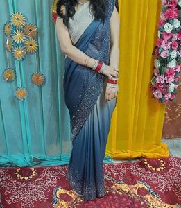 Elegant Blue Ombre Saree