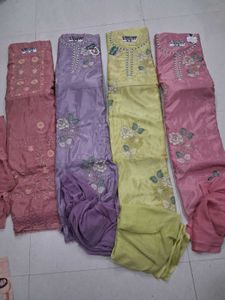 Embroidered Silk Kurta Sets - Multiple Colors