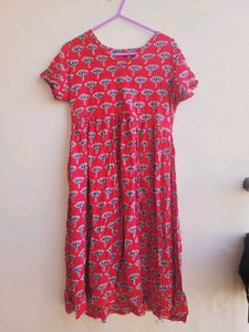 Red Floral Printed Dress