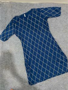 Elegant Blue Kurta with Diamond Pattern